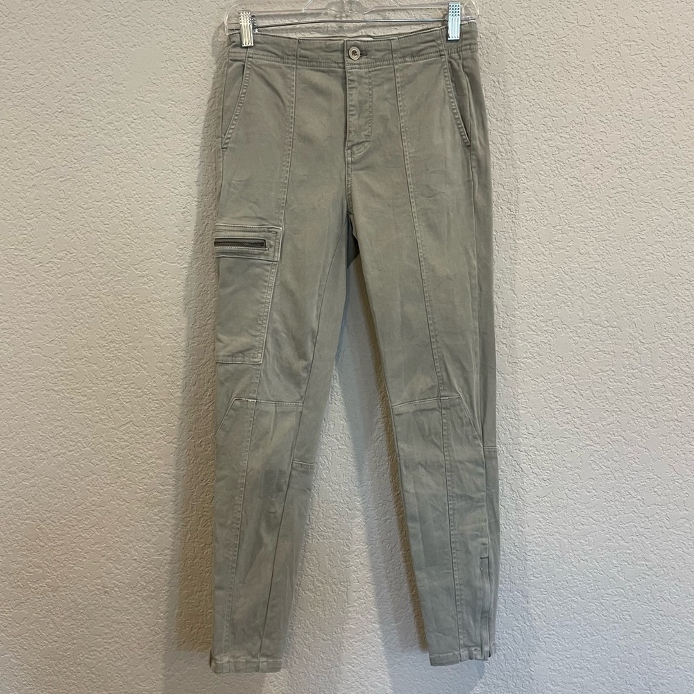 By Anthropologie Jefferson Moto Cargo Pants in a Light Green - Picture 5 of 9